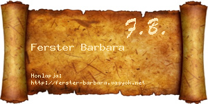 Ferster Barbara névjegykártya